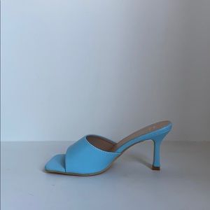 Blue square toe mule